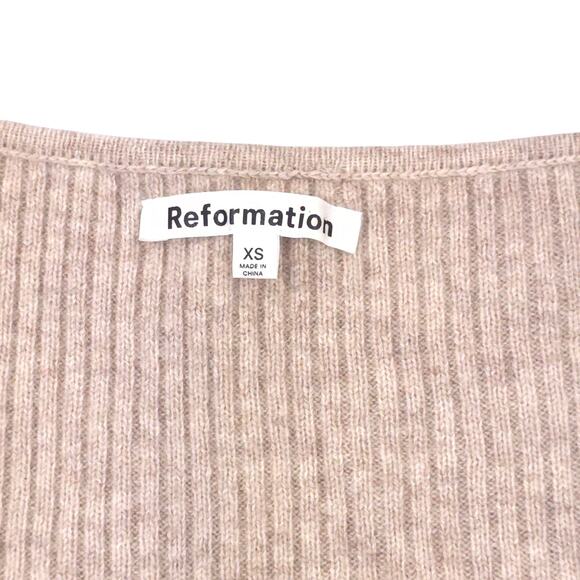 Reformation Hart Cashmere V Neck Sweater Ribbed Knit Jumper Top - Picture 4 of 10